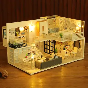 DIY Mini Ház Szett 3D DIY babaház Készlet, Kézzel készült Ház, Bútor DIY Kézműves Ajándékokat, A gyerekek, a Felnőttek Aranyos Szoba Dekoráció